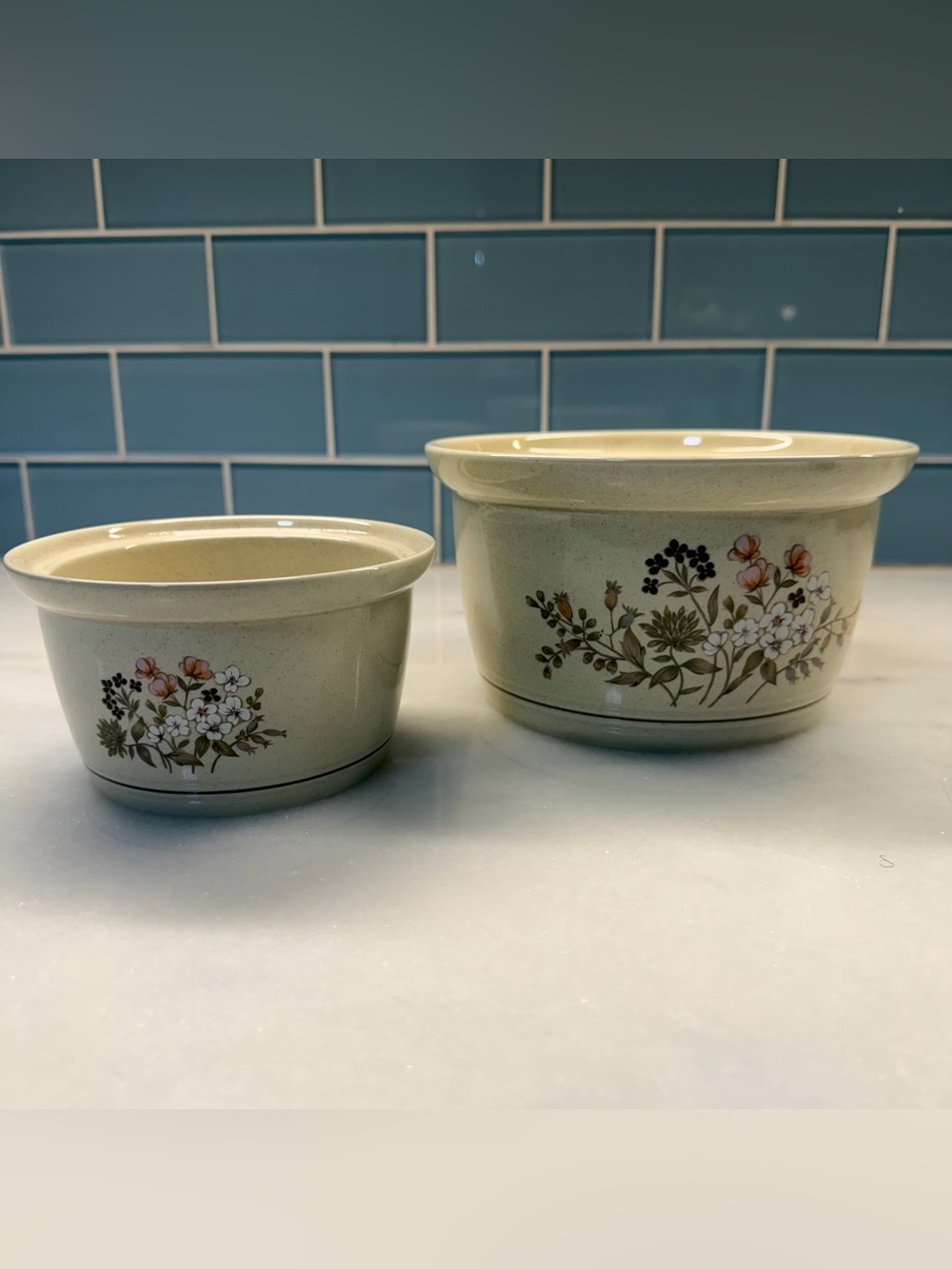 Royal Doulton Cream Ceramic Bowls with Floral Motif